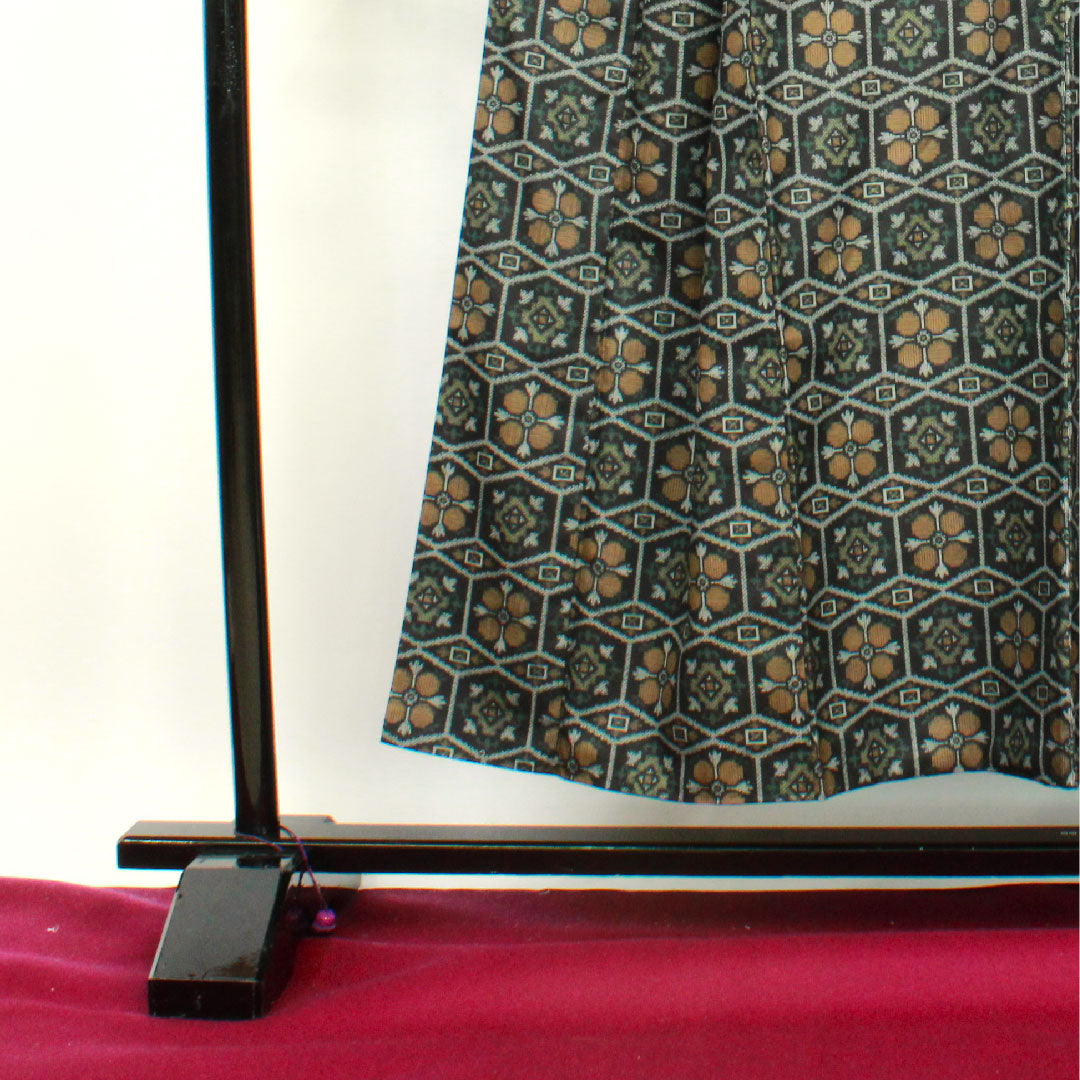 Murayama Oshima Length 151cm Sleeve length 63.5cm Ensemble Abstract pattern Pure silk A rank Awase Black 1116001993210
