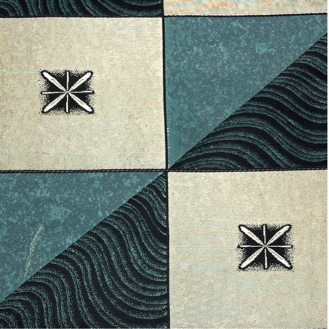 Fukuro Obi Deep Indigo Checkered Pattern Star Wave Length 427cm Pure Silk A Rank Six-way Semi-formal Green 1123009003319