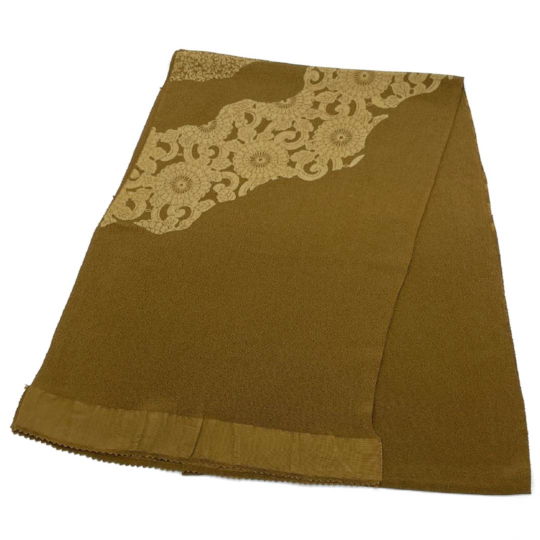Obiage Chirimen Casual Candle Color (Shisokuiro) Classic Pattern Length 166cm Width 28cm S Rank Brown 1136000372914