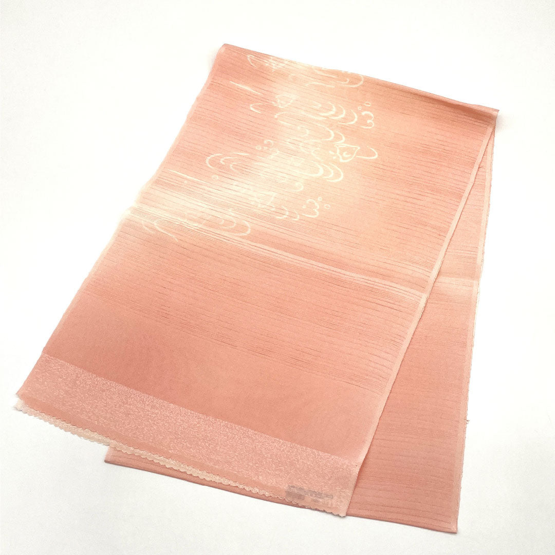 (Like New) Silk Obiage (Sash) - New, Casual, Otomeiro (Girl's Color) Summer, Houndstooth Pattern, Flowing Water Design, Approximately 178cm Long, Approximately 30cm Wide, Pink, Product Number: 1136001571913