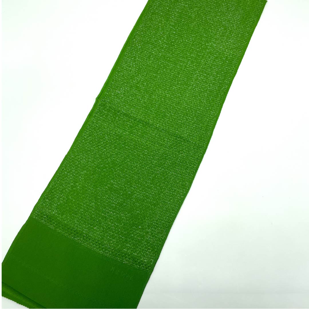 (新古品) 帯揚げ 正絹 フォーマル 次緑色(つぎのみどりいろ) 丹後ちりめん 銀糸使用 ふくれ織 長さ約177cm 幅約27.5cm Sランク 緑系 1136000012919