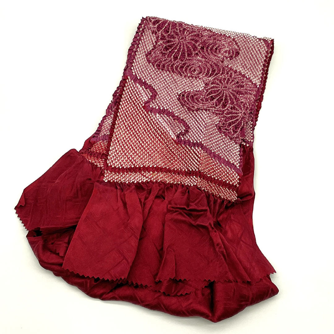 (New old stock) Obi-jime and obi-age set, genuine silk, A-rank, reddish purple, shibori, Kyo Yuzen, for furisode, length approx. 160cm, width approx. 1cm, semi-formal, purple-toned, 1141000513320