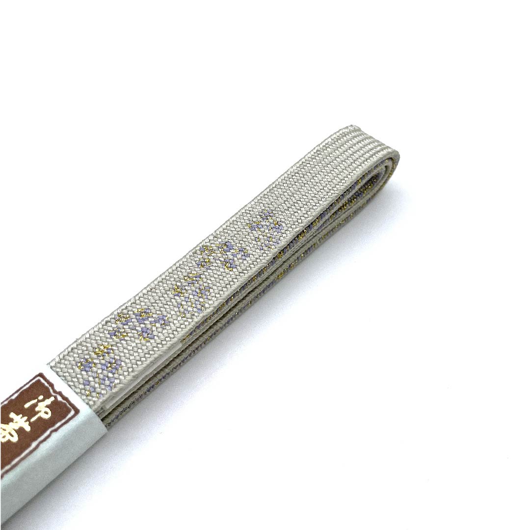 (New old stock) Silk obijime (sash fastener) - quarter string - sulfur color - metallic thread used - new old stock - length approx. 156cm, width approx. 1.5cm - semi-formal - S rank - gray 1135001622922