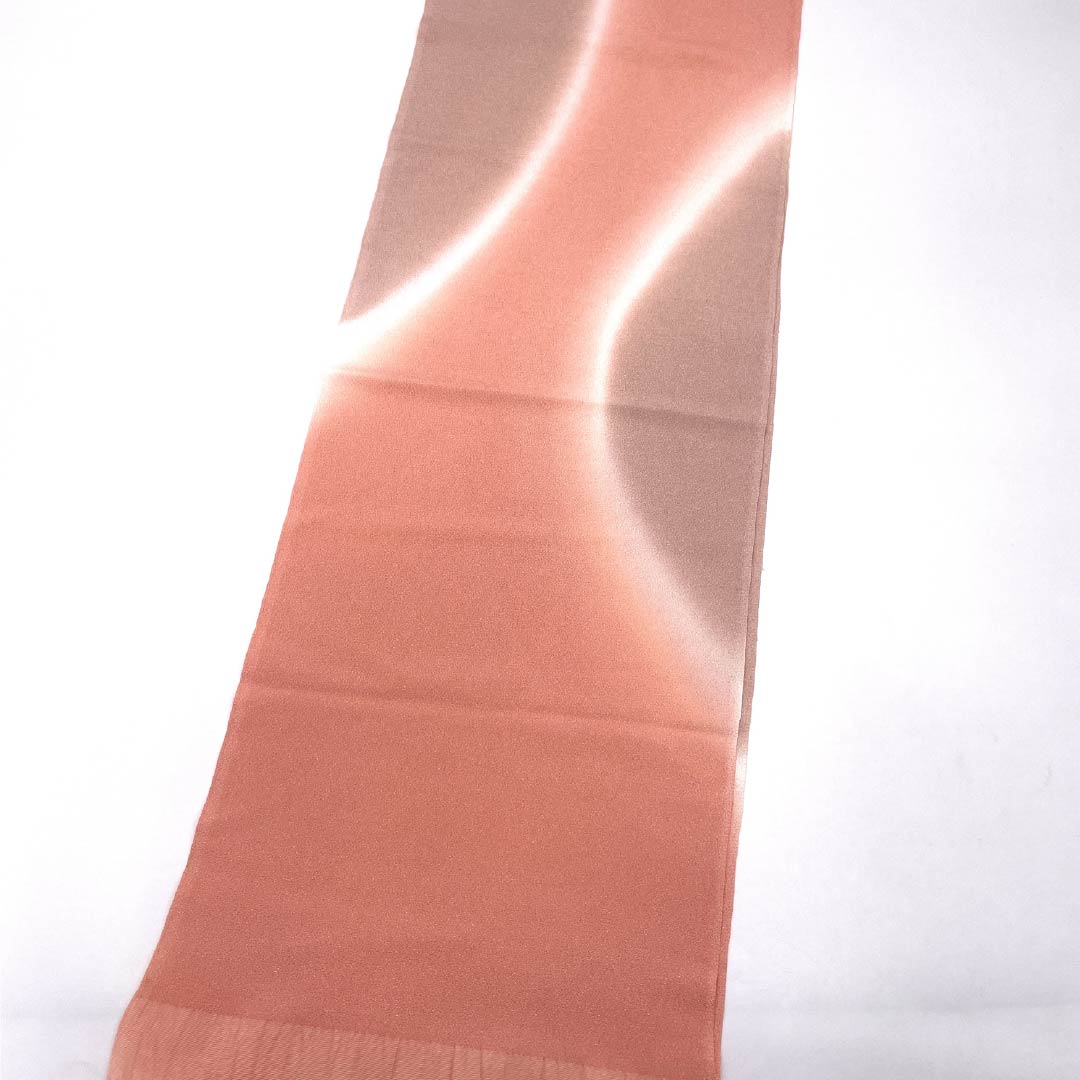 帯揚げ 正絹 Aランク セミフォーマル 珊瑚色(さんごいろ) 抽象模様 長さ約174cm 幅約28.5cm ピンク系 1136003103913