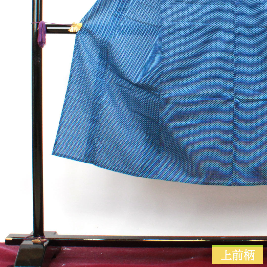メンズ浴衣 木綿 身丈136.5cm 裄丈65.5cm Sランク 単衣 青系 縹色(はなだいろ) 幾何学模様 1118004992317