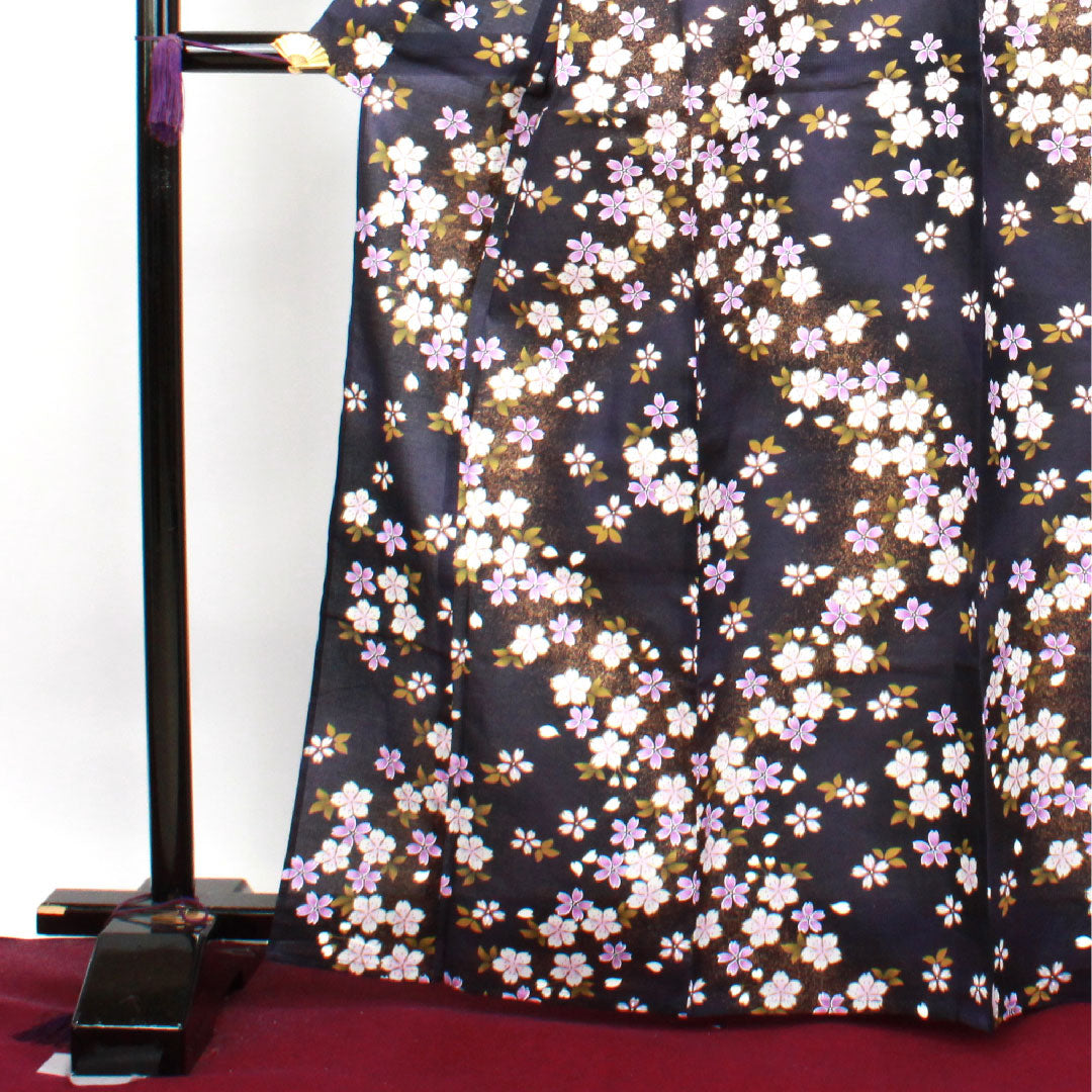 Yukata, brown, cherry blossom, cotton, S rank, single layer, length 167cm, sleeve length 67cm, purple, 1118003552520