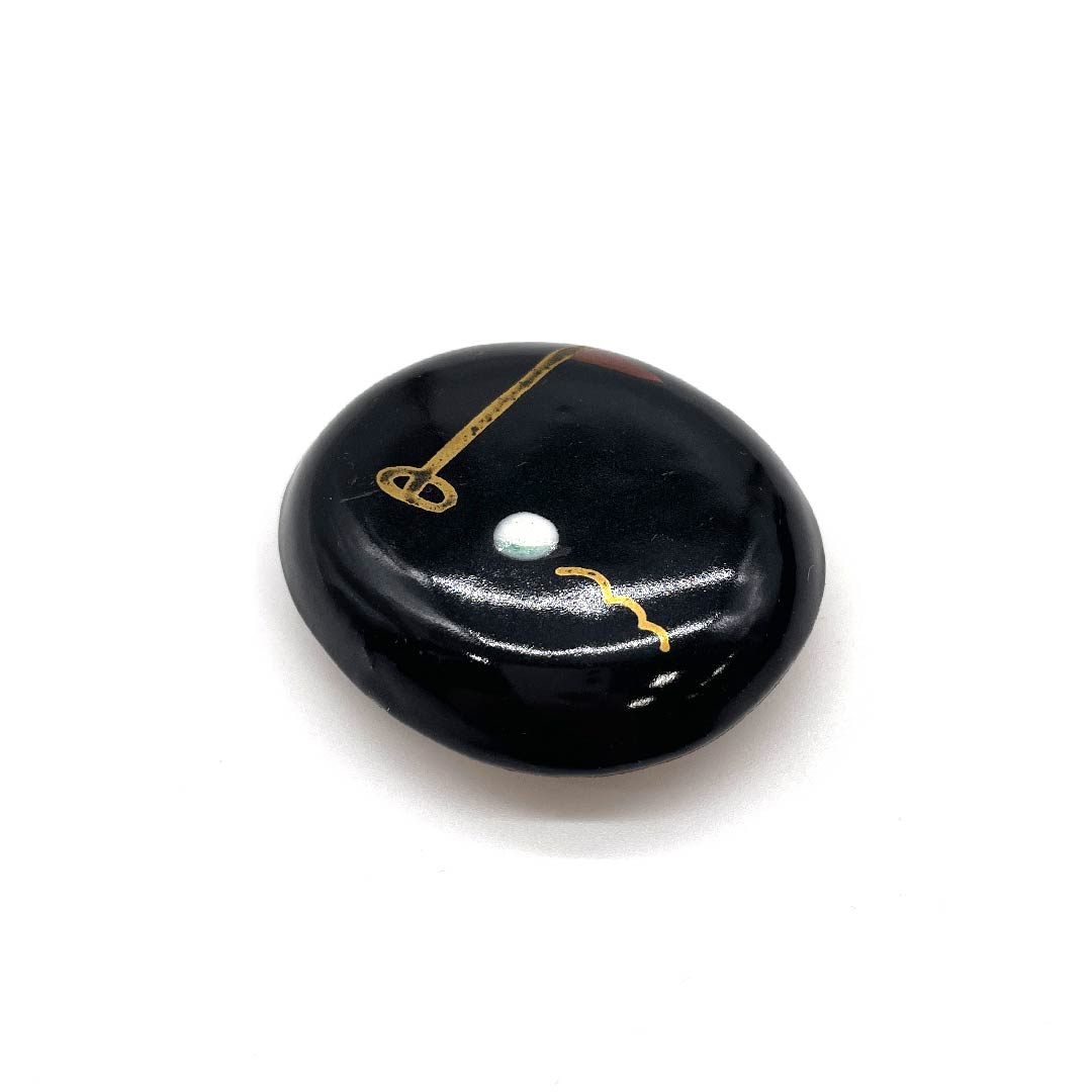 (新古品) 帯留め 陶磁器 カジュアル 黒色(くろいろ) 清水焼 ゴルフ 長さ約3.5cm 幅約4cm Sランク 黒系 1137000472910