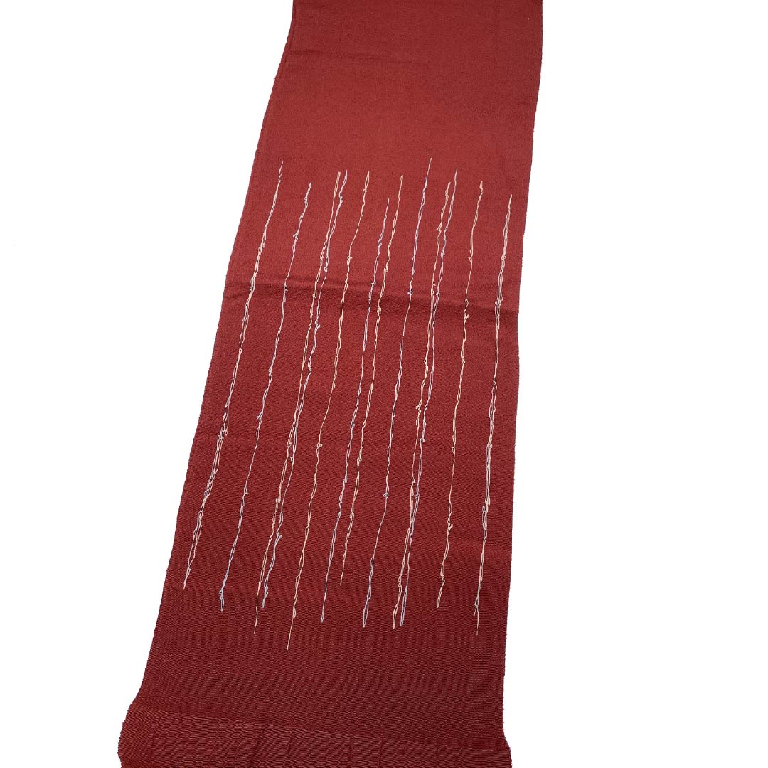 帯揚げ 正絹 Sランク セミフォーマル 牛血紅色(ぎゅうけつこういろ) 抽象模様 長さ約174cm 幅約28.5cm 赤系 1136004112912
