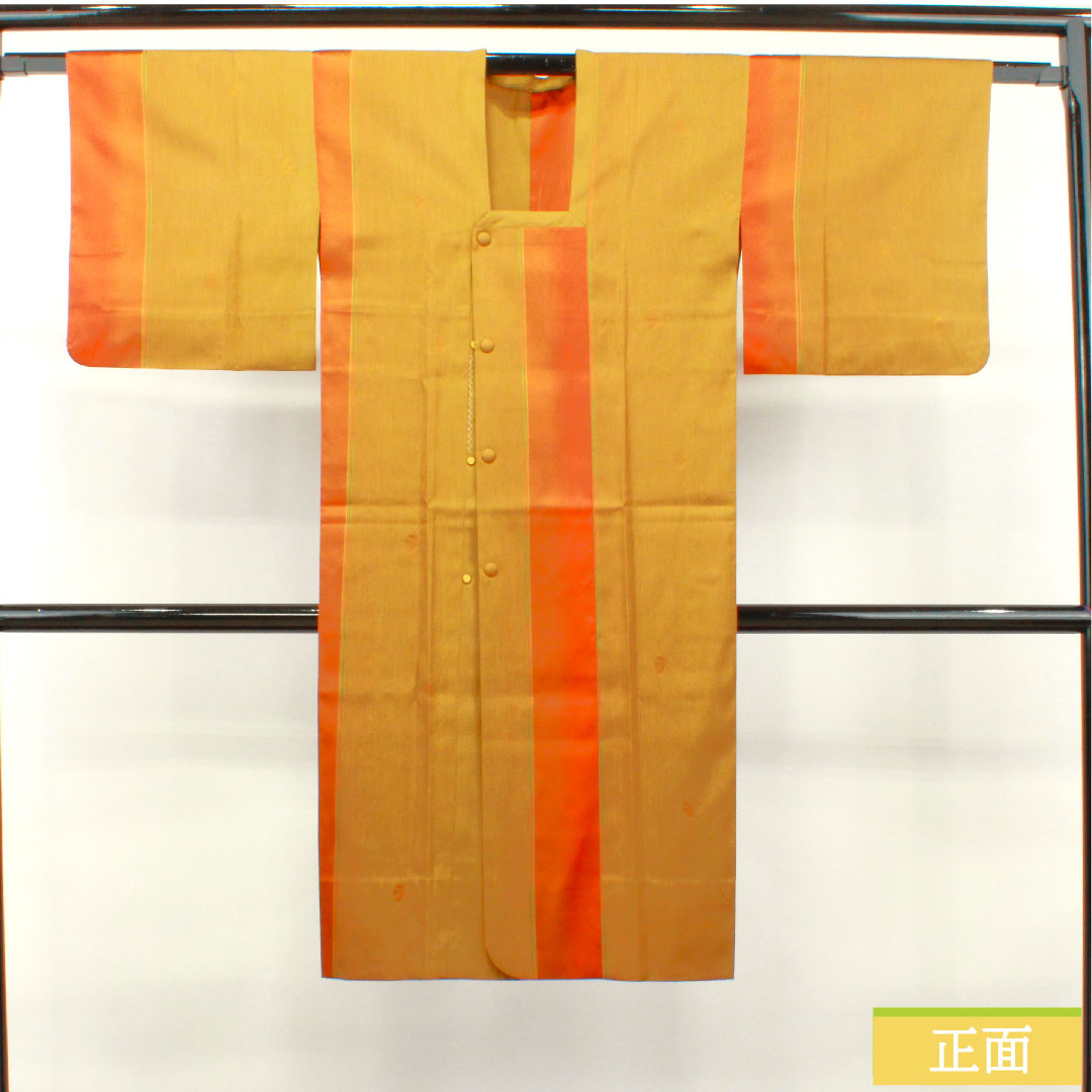 道行コート 正絹 身丈122.5cm 裄丈64cm 唐金色(からかねいろ) 抽象模様 Sランク 単衣 黄系 1117001012923