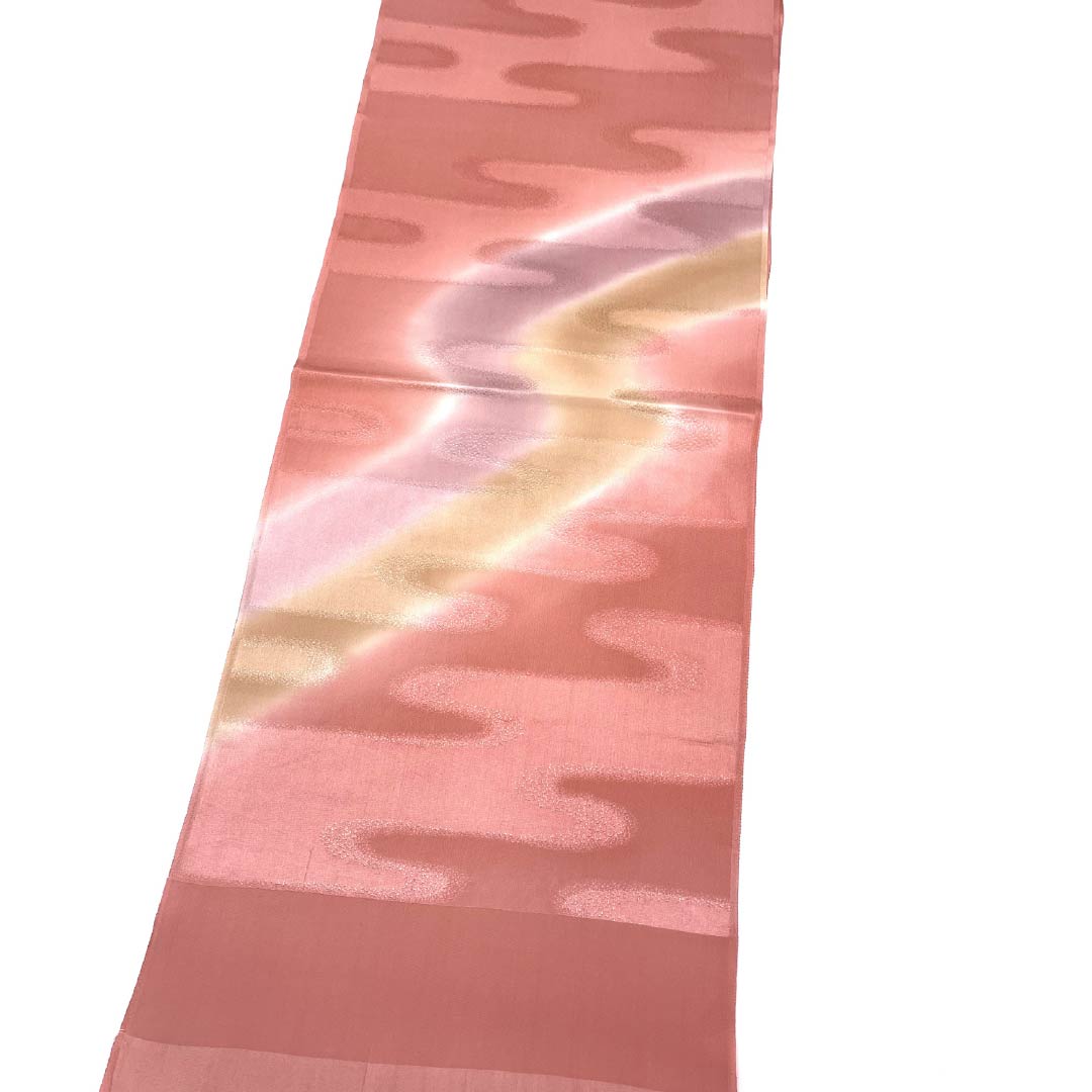 Obiage Pure Silk S Rank Semi-Formal Hitoeume-iro (Single Plum Blossom Color) Ekasumi Pattern Length approx. 173cm Width approx. 30cm Pink 1136004342913