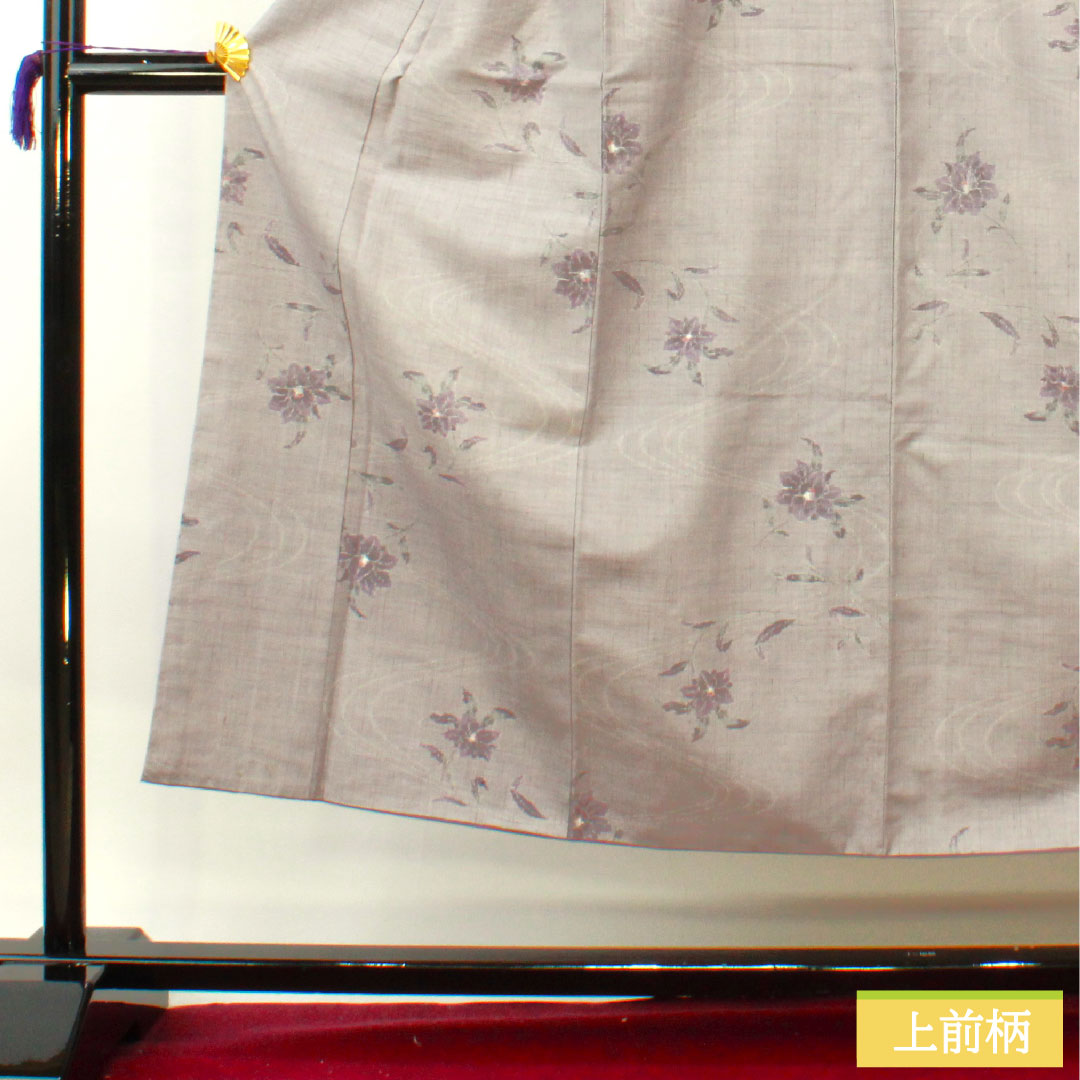 紬 正絹 身丈149.5cm 裄丈60.5cm 鈍紫色(にぶむらさきいろ) 流水 花模様 Aランク 袷 グレー系 1116003593122