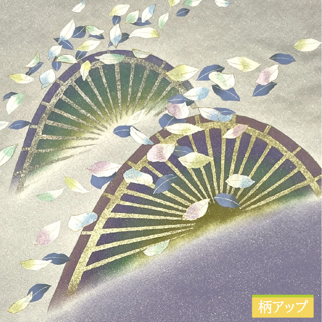 Fukuro Obi Silk A Rank Dyed Obi Umbrella Petals Silver Thread Obi Length 448cm Partial Pattern Semi-formal Gradation Color 1123017383399