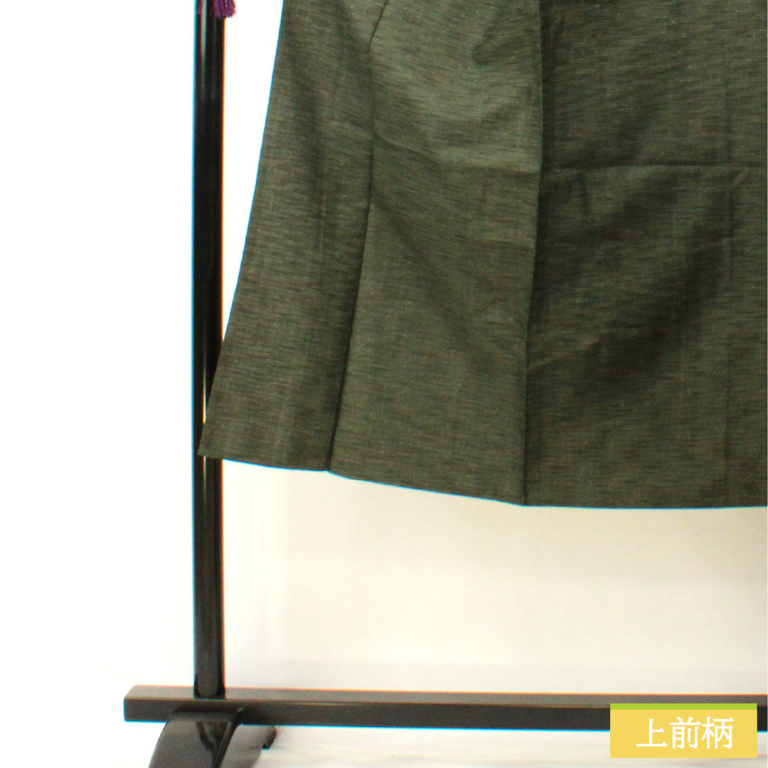 男物 正絹 Sランク 身丈133.5cm 裄丈65cm 鈍色(にびいろ) しつけ糸付き 単衣 緑系 1119001682319
