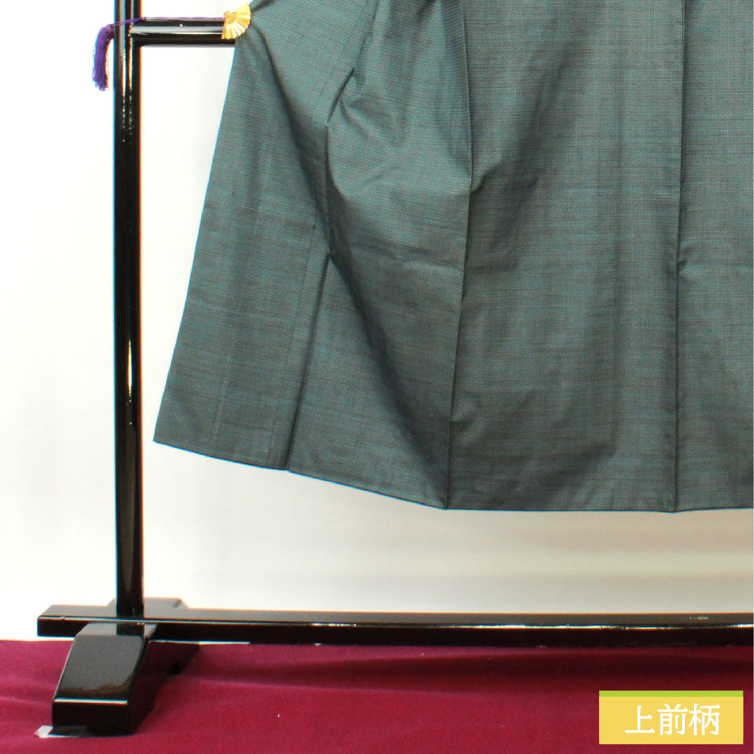 Men's pure silk, length 142.5cm, sleeve length 70cm, Oshima Tsumugi 100 tortoiseshell pattern, S rank, lined, green, 1119000862419