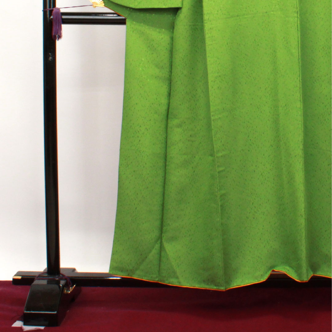 Plain color polyester evergreen washable kimono Length 156cm Sleeve length 63cm Lined S rank Green 1114001072319