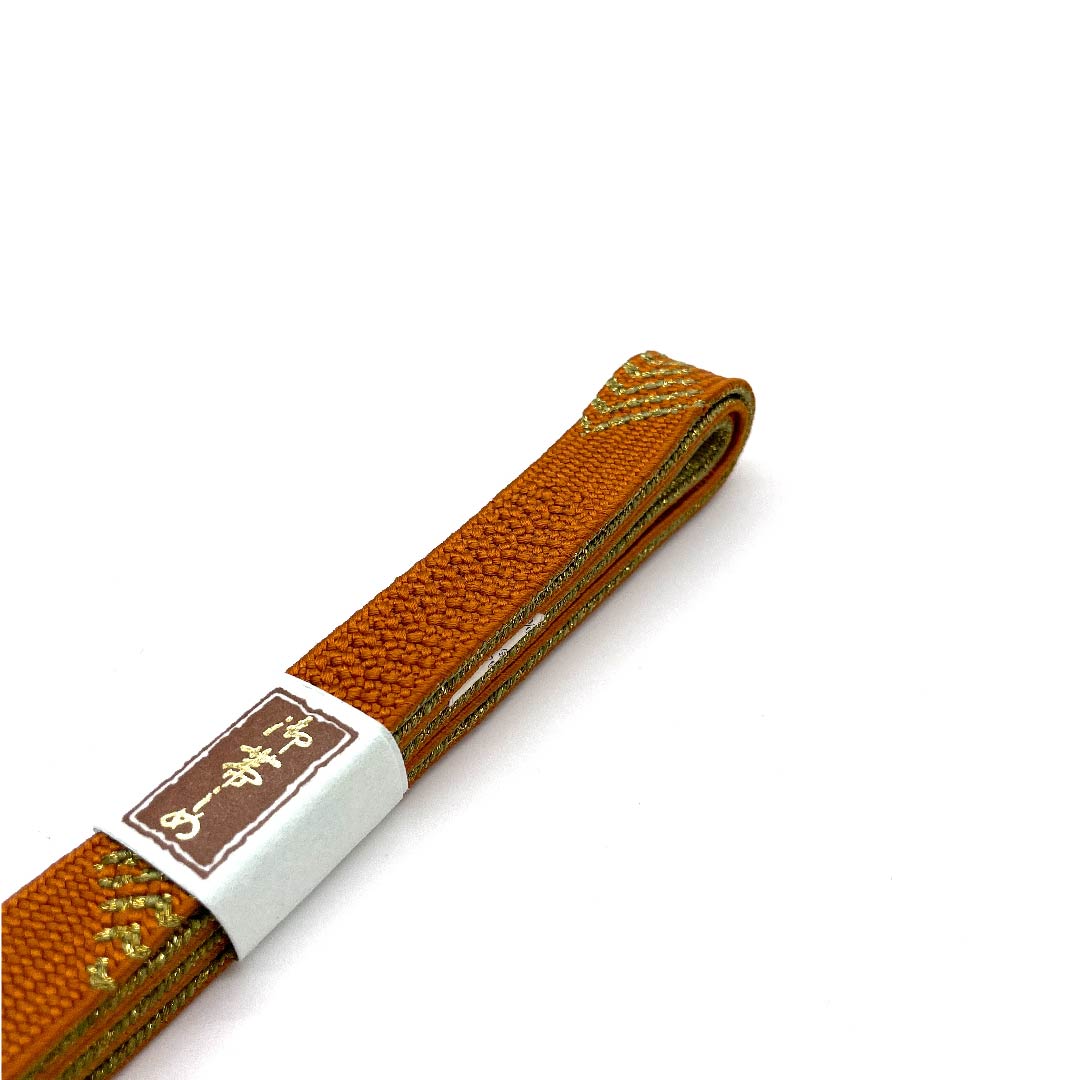 (新古品) 帯締め 正絹 四分紐 人参色(にんじんいろ) 金銀糸使用 手ぐみ 新古品 長さ約159cm 幅約1.5cm セミフォーマル Sランク 橙系 1135002162326