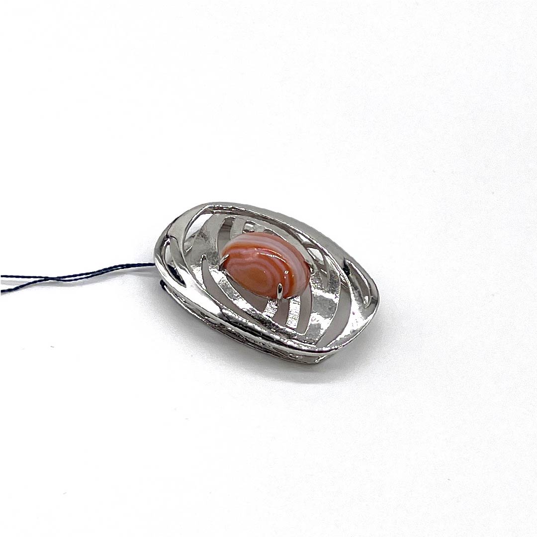(New old stock) Obi clasp, natural stone, casual, Tokiiro (Toki-iro) brass, red agate, length approx. 2.5cm, width approx. 3.5cm, S rank, pink, 1137000782913