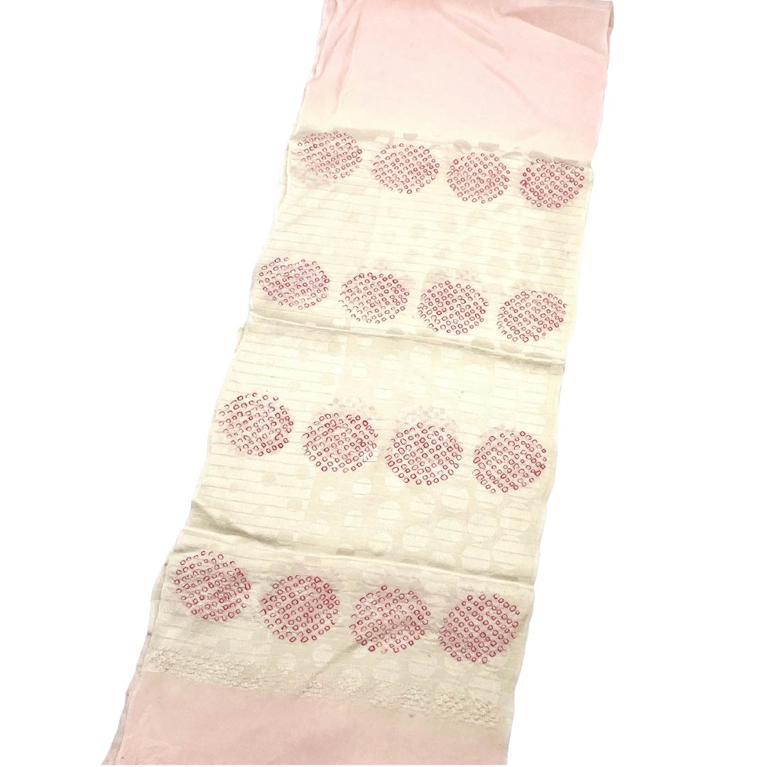 帯揚げ 正絹 Bランク カジュアル 乙女色(おとめいろ) 生成り色(きなりいろ) 夏用 絽 長さ約155cm 幅約23cm グラデーション系 1136004954999