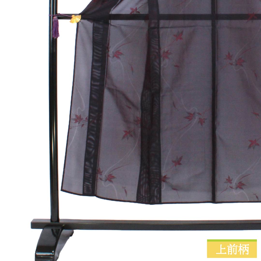 夏物 正絹 お召 Aランク 身丈151cm 裄丈64cm 紫黒色(しこくしょく) 草花模様 紗 紫系 1132004663220