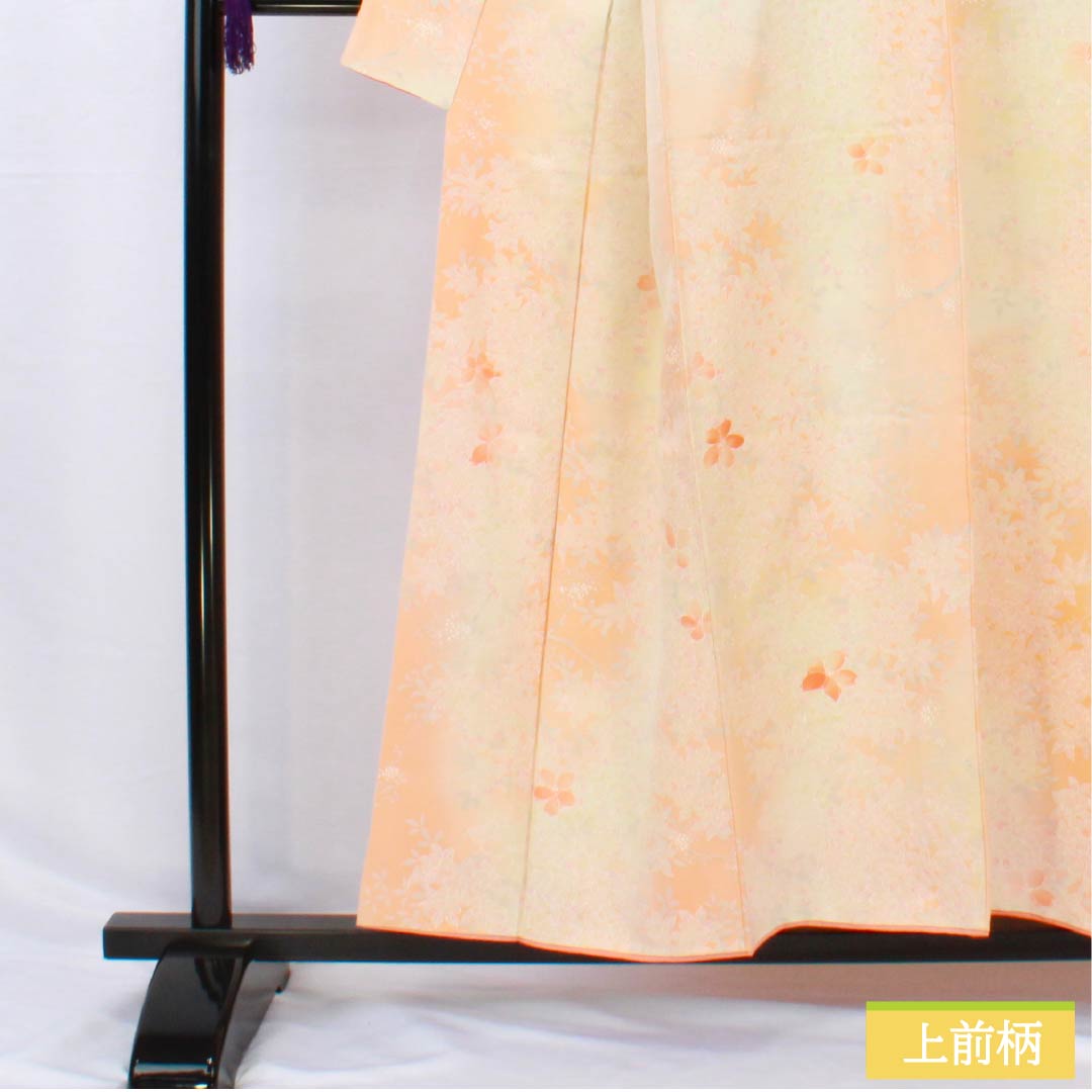 Small pattern, pure silk, length 154.5cm, sleeve length 63.5cm, lined, vermilion, all flowers, B rank, orange, 1115004994226