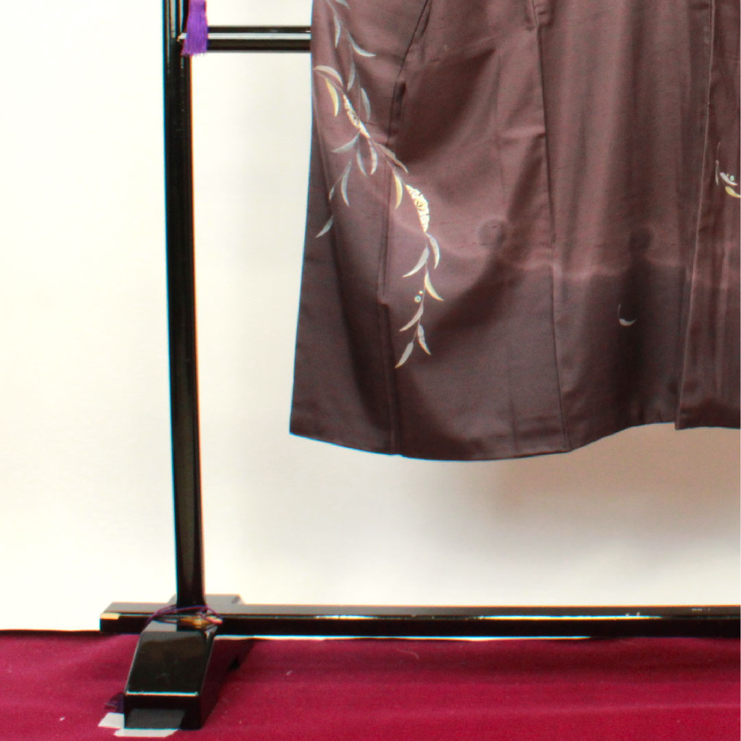 Men's Length 134cm Sleeve length 69.5cm Ushiku Tsumugi Hakusan Kobo Ichikawa Junichiro Yukiwa Pure silk S rank Awase Purple 1119000502320