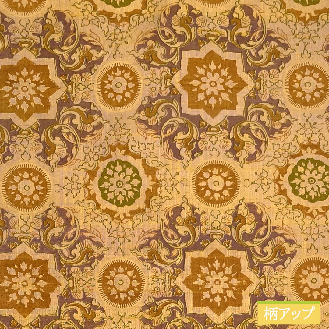 Nagoya obi, dyed obi, pongee fabric, floral pattern, obi length 380cm, pure silk, S rank, full length, casual, gold, 1124007822421, Nagoya style