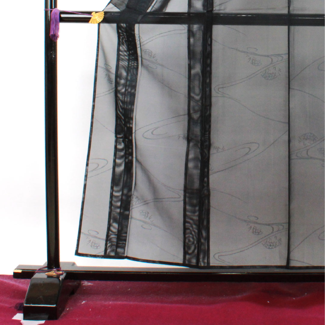 夏物 正絹 色無地 身丈157.5cm 裄丈64cm 抽象模様 紗 Sランク 黒系 1132001122310