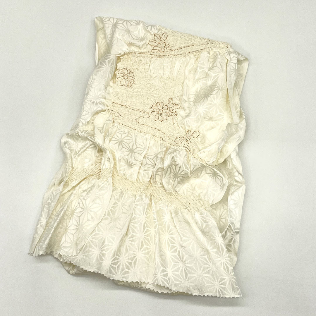 (新古品) 帯締め・帯揚げセット 正絹 NEWランク 白色(しろいろ) 古典柄 流水 花 長さ約156cm 幅約1.4cm フォーマル 白系 1141000481311