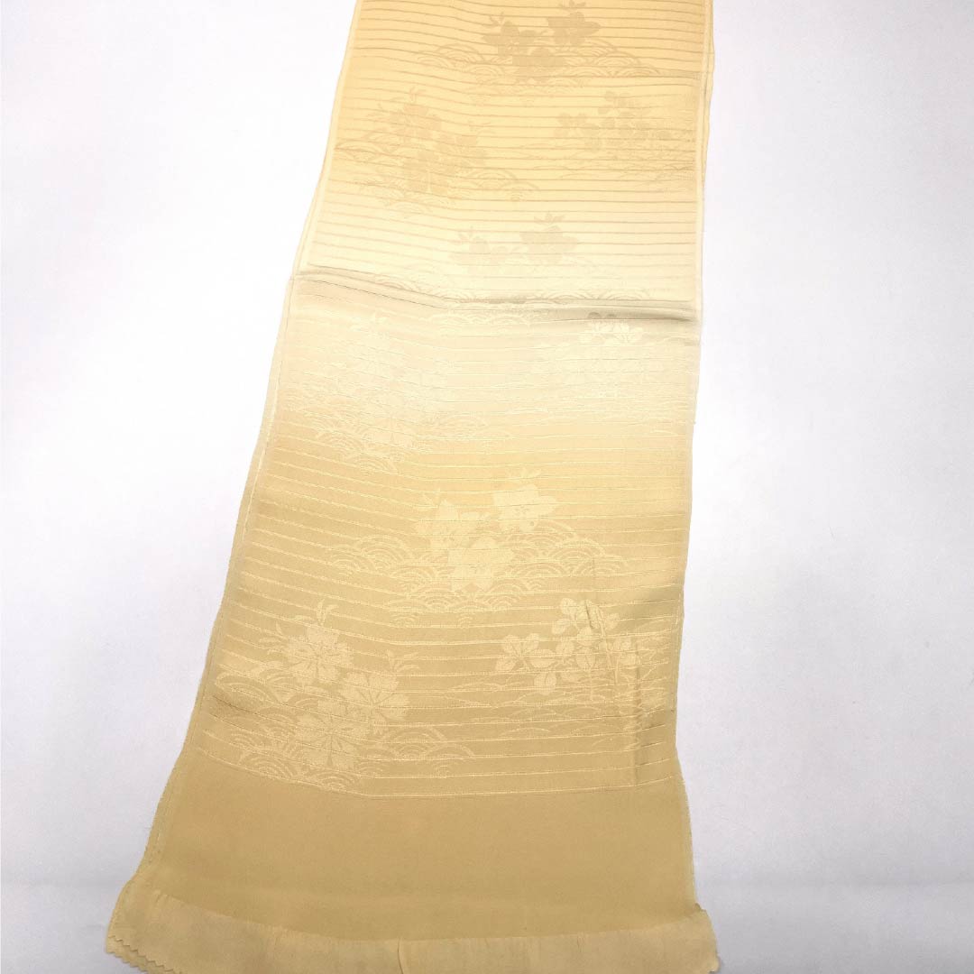帯揚げ 正絹 Sランク セミフォーマル 密陀僧色(みつだそういろ) 夏用 撫子 青海波 長さ約170cm 幅約29.5cm ベージュ系 1136003092925