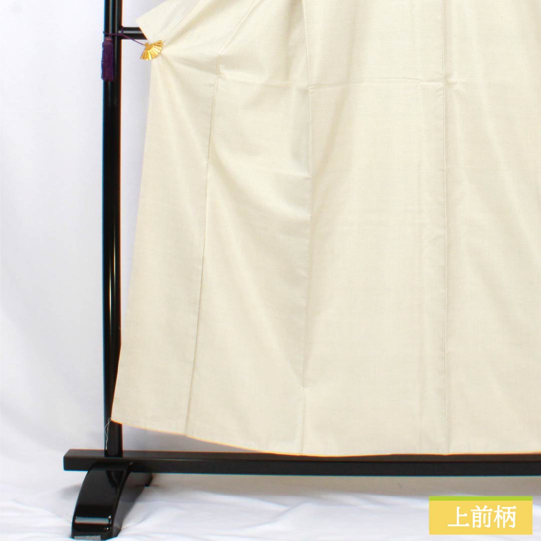 Pure silk tsumugi (pongee) kimono, S rank, length 157cm, sleeve length 63.5cm, off-white (kinari-iro), white Oshima mosquito-patterned kimono, lined with basting threads, white base, product code 1116004362311