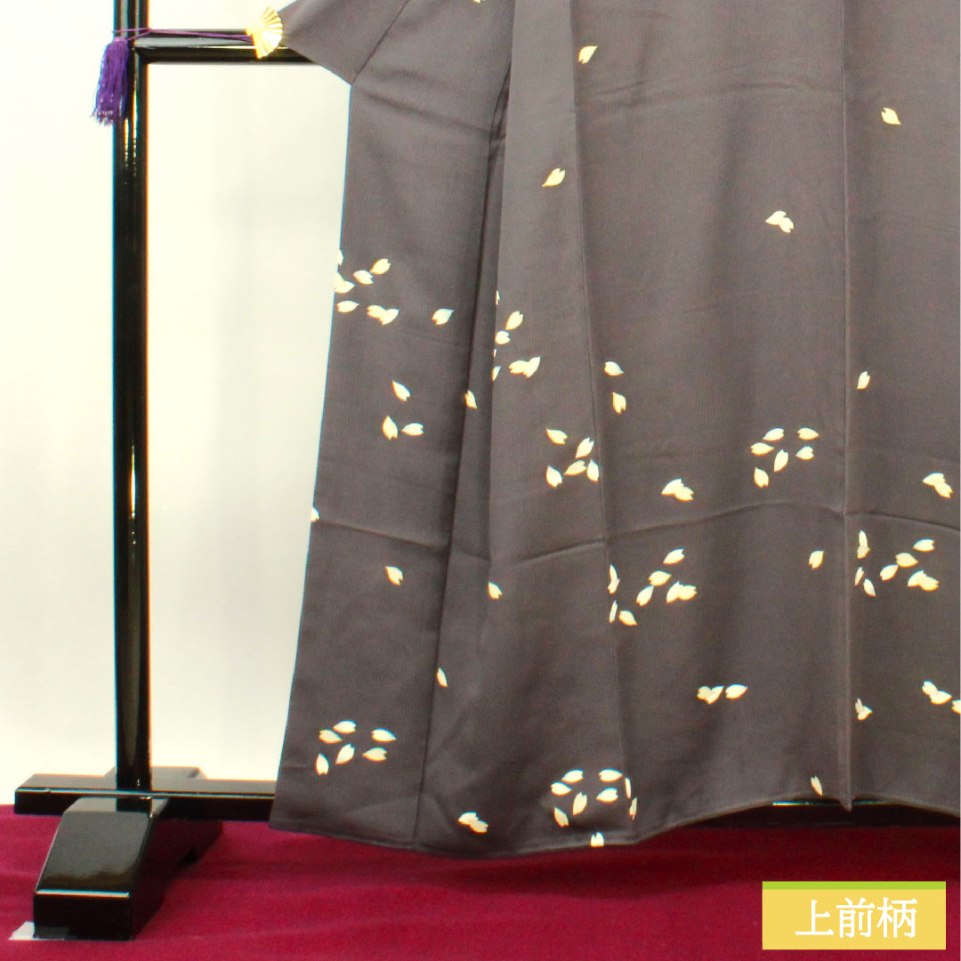 Homongi, pure silk, lined, length 159.5cm, sleeve length 68.5cm, deep purple, Rakuraku Studio, Sakura, A rank, purple, 1112003793320