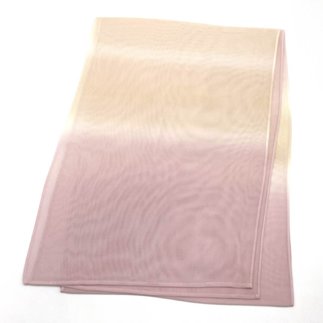 (Like New) Silk Obiage (Sash) - Semi-Formal, Arasomeiro (Faded Red) and Light Egg-Colored (Light Egg-Colored) Gradient, Summer, Approximately 180cm Long, Approximately 29.5cm Wide, Pink, Product Number: 1136002161913