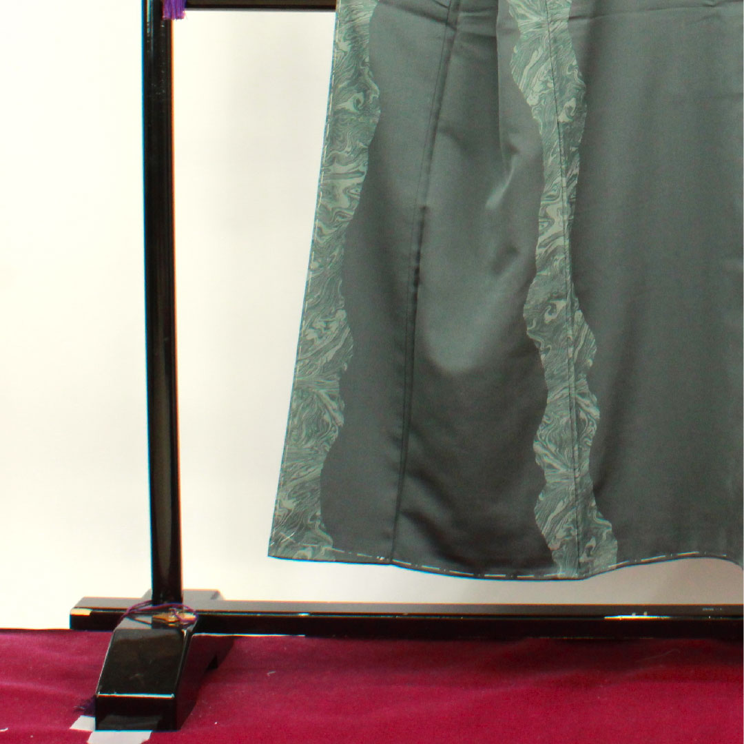 訪問着 袷 身丈151cm 裄丈61.5cm 鉄鼠色 流水 正絹 Aランク グレー系 1112002553222