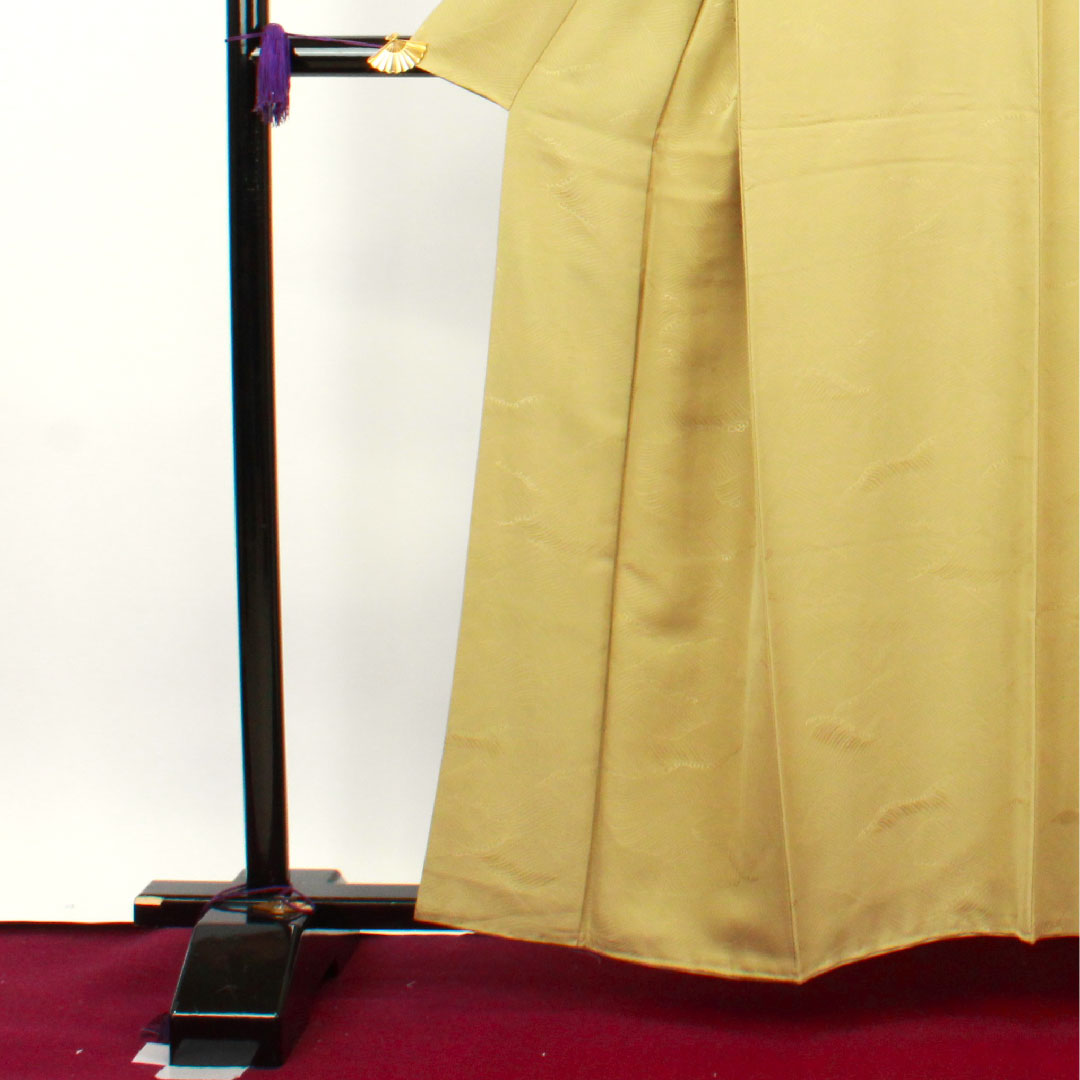 Plain color, withered color, wave, bellflower, length 159.5cm, sleeve length 62cm, lined, pure silk, S rank, yellow, 1114000582323