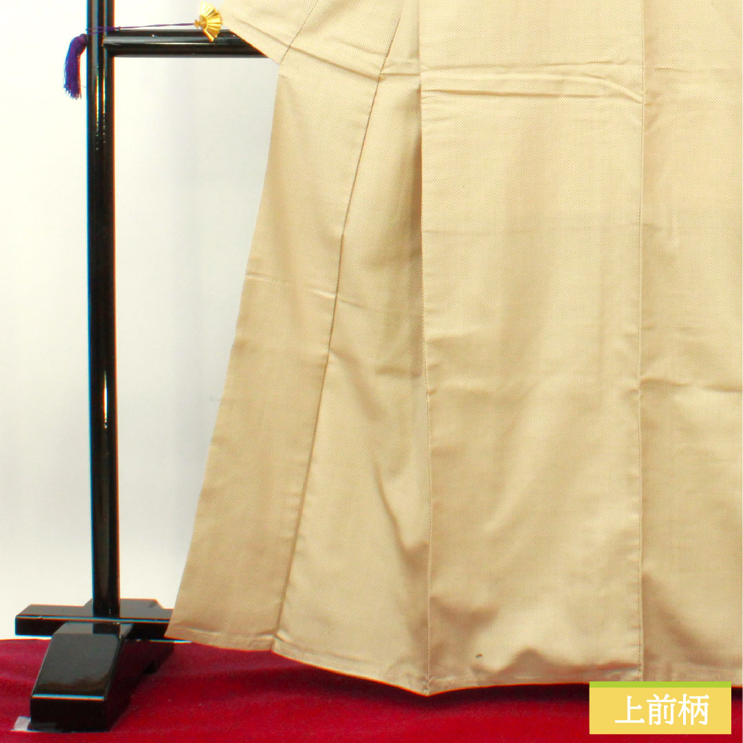 Tsumugi, pure silk, length 163.5cm, sleeve length 64cm, Tonokoiro, cross-patterned kasuri, A-rank, lined, beige, 1116003573425