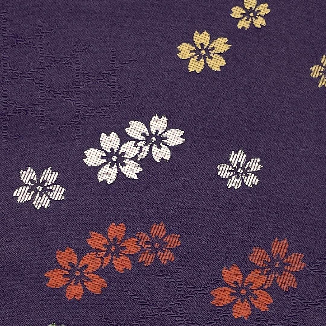 【未仕立】半幅帯 ポリエステル Sランク 深紫色(ふかきむらさきいろ) 桜 帯丈388cm 紫系 1125002132320