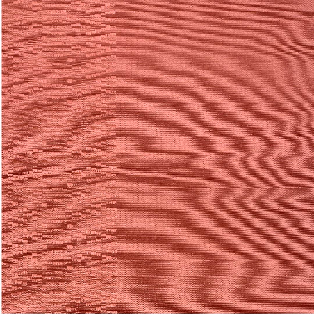 Half-width obi, pure silk, shrimp red, abstract pattern, obi length 372cm, orange, S rank, 1125001642326