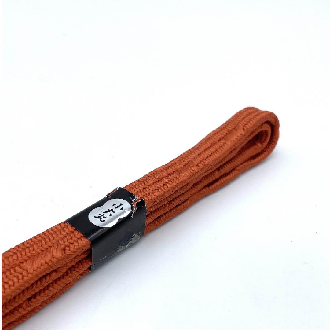 (New old stock) Obi-jime (belt fastener) made of pure silk, quarter-length cord, maple leaf color, Hirata Kumihimo, Kai-no-kuchi Uki-bune, length approx. 158cm, width approx. 1.5cm, semi-formal, NEW rank, brown, 1135003351314