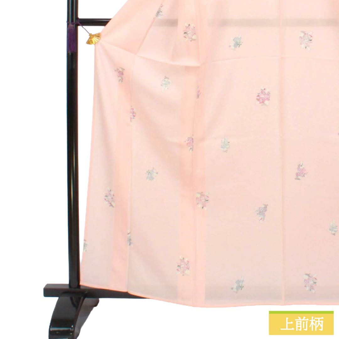 夏物 正絹 小紋 Sランク 身丈160.5cm 裄丈63cm 乙女色(おとめいろ) 童 絽 ピンク系 1132003522413