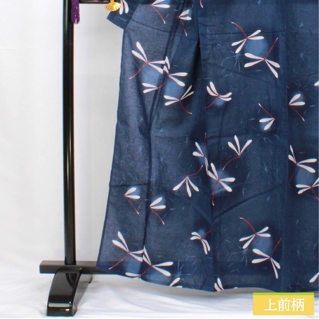 浴衣 木綿 身丈162cm 裄丈65.5cm Sランク 単衣 紺系 紺色(こんいろ) トンボ ラビッサンルーチェ 1118006022418