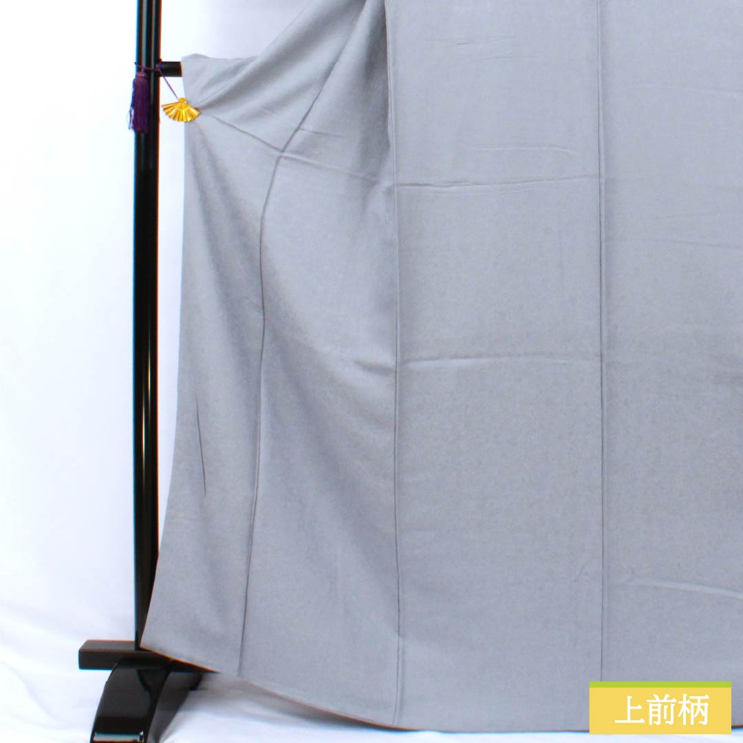 色無地 正絹 Aランク 身丈165cm 裄丈65.5cm 薄鈍色(うすにびいろ) 草花 パールトーン加工 袷 グレー系 1114002483522