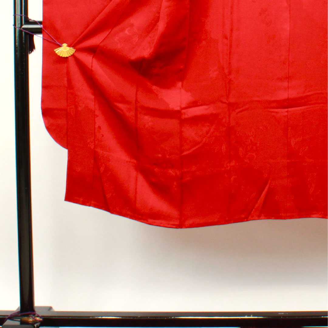 Nagajuban (long undergarment) made of pure silk, length 134cm, sleeve length 69.5cm, for single layer furisode, crimson, floral pattern, rank S, red, 1129000372412