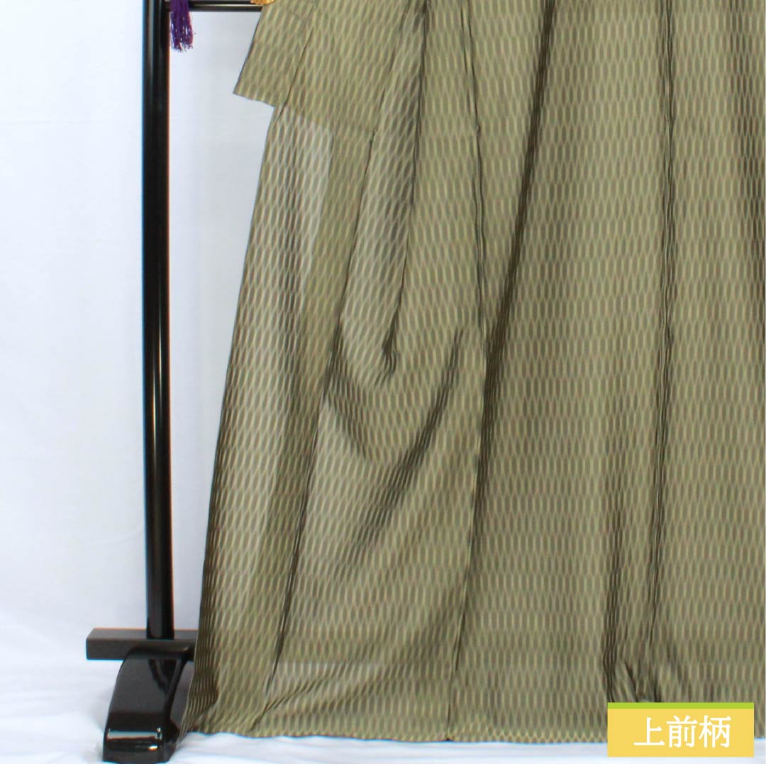 Summer pure silk tsumugi Length 172cm Sleeve length 67cm Dark gray Seki silk fabric Satsuma openwork Honba striped Oshima gauze A rank Green 1132001983619