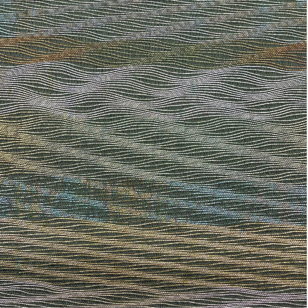 Fukuro Obi Minato Susutake Iro (Minato Susutake Iro) Summer Obi Horizontal Stripes Abstract Pattern Obi Length 428cm Pure Silk S Rank Six-Pass Semi-Formal Green 1123007262319
