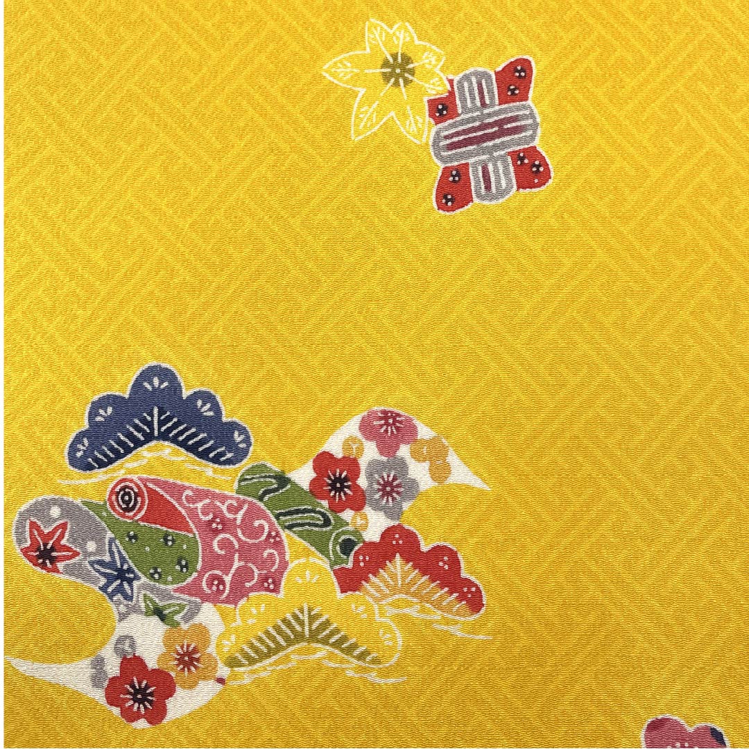 Fabric Komon Pure Silk Dark Egg Color Hama Chirimen Kuriyama Yoshisaburo Kyo Bingata New Rank Yellow 1130001211923