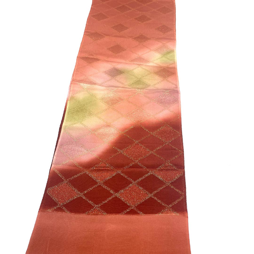 Obiage Silk S-rank Semi-formal Bengal Red Diamond Gold thread Length approx. 180cm Width approx. 28cm Red系 1136002622912