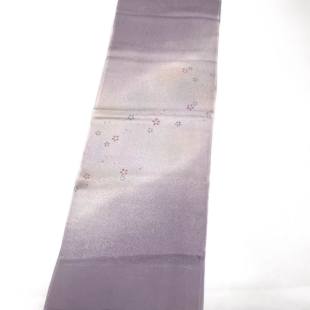 帯揚げ 正絹 Aランク セミフォーマル 薄紫色(うすむらさきいろ) ぼかし 桜 長さ約172cm 幅約28cm 紫系 1136002803920