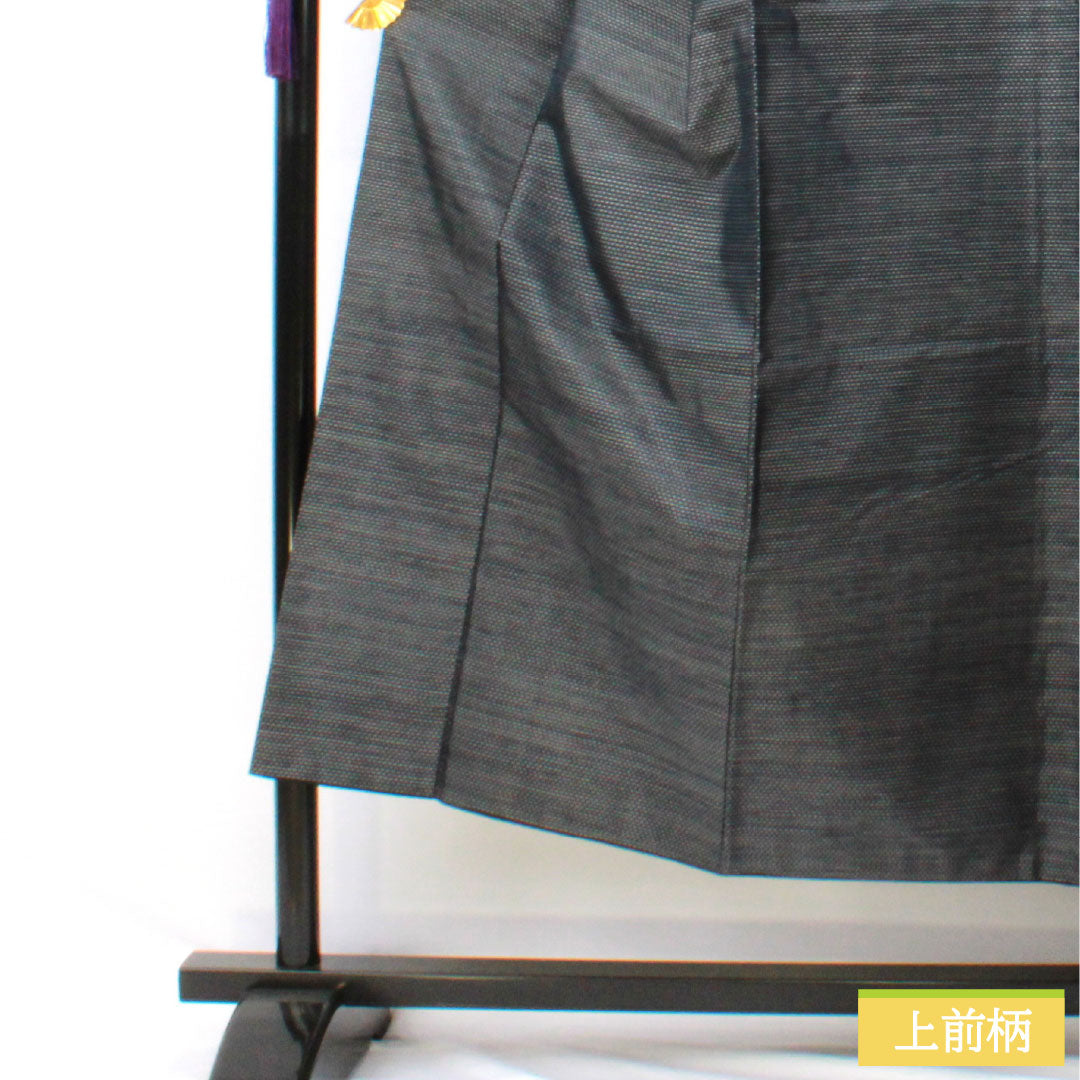 Men's Pure Silk A-Rank Oshima Tsumugi Kimono, Length 147cm, Sleeve Length 68cm, Double Kasuri Pattern, with Haori Cord, Navy Blue, Item Number 1119001603418