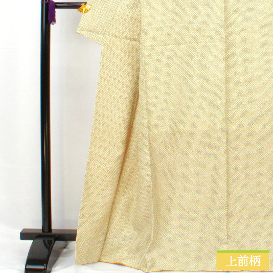 Small pattern, polyester, length 167cm, sleeve length 68cm, lined, light indigo, washable kimono, dyed Hikita, with basting thread, unused, S rank, green, 1115004792519