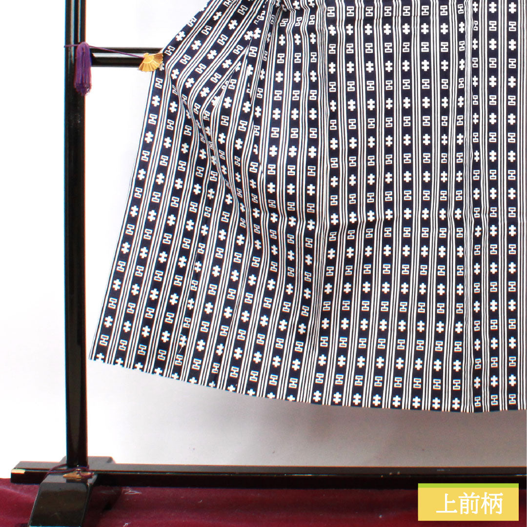 Men's Yukata Cotton Length 144.5cm Sleeve Length 67cm S Rank Unlined Navy Geometric Pattern 1118004932418